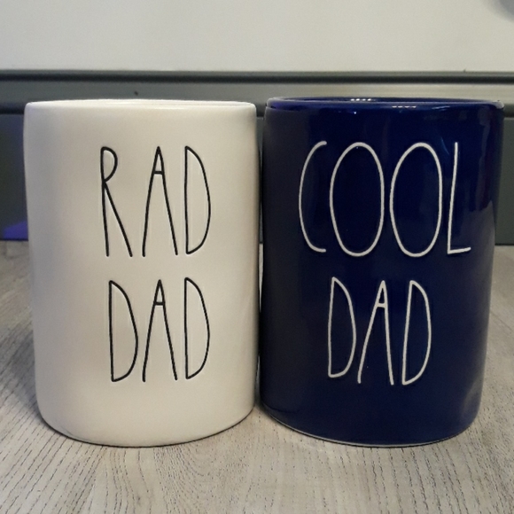 Set Lot 2 Rae Dunn RAD COOL DAD Candles Holiday Gift Blue White Spiced Musk New